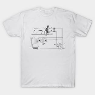 Driving Arrangements for Sewing Machine Vintage Patent Hand Drawing T-Shirt